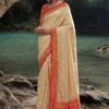 Cream Woven Wedding Wear Silk Saree 2 Cream Woven Wedding Wear Silk Saree -Riwaayat Store p2109sr07 1