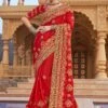 Red Zari Embroidered Bridal Saree In Art Silk -Riwaayat Store p2111sr01