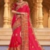 Pink Bridal Saree With Embroidered Saree -Riwaayat Store p2111sr05