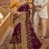 Purple Embroidered Border Bridal Saree -Riwaayat Store p2111sr06