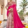 Pink Embroidered Half N Half Bridal Saree