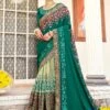Green Bridal Half N Half Embroidered Saree -Riwaayat Store p2112sr05