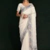 White Georgette Saree With Chikankari Work -Riwaayat Store p2113sr01
