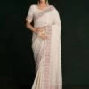 White Georgette Saree With Stone Work -Riwaayat Store p2113sr03