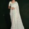 White Stone Embellished Saree In Georgette 1 White Stone Embellished Saree In Georgette -Riwaayat Store p2113sr04