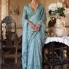 Blue Printed Casual Wear Saree 1 Blue Printed Casual Wear Saree -Riwaayat Store p2114sr05 1