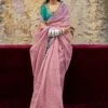 Pink Organza Saree With Embroidered Blouse -Riwaayat Store p2116sr05