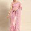 Pink Stone Embellished Saree In Net -Riwaayat Store p2120sr01