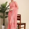 Peach Stone Embellished Saree In Net -Riwaayat Store p2120sr07