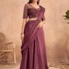 Magenta Pre-Stitched Satin Saree With Embroidery -Riwaayat Store p2131sr06