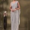 Silver Bridesmaid Pre-Stitched Lycra Saree 1 Silver Bridesmaid Pre-Stitched Lycra Saree -Riwaayat Store p2133sr03