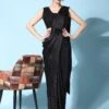 Black Pre-Stitched Lycra Saree For Cocktail -Riwaayat Store p2143sr03