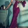 Purple Party Wear Plain Saree In Georgette -Riwaayat Store p2164sr04