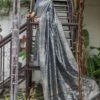 Silver Festive Woven Saree In Tussar Silk