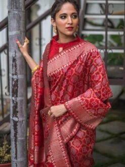 Red Woven Wedding Wear Saree In Tussar Silk 5 Red Woven Wedding Wear Saree In Tussar Silk -Riwaayat Store p2165sr05 1