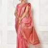 Pink Cotton Saree With Floral Weaves -Riwaayat Store p2166sr06