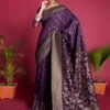 Purple Woven Festive Saree In Banarasi Silk 2 Purple Woven Festive Saree In Banarasi Silk -Riwaayat Store p2167sr02