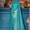 Blue Banarasi Silk Saree With Woven Borders -Riwaayat Store p2167sr06