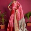 Pink Floral Woven Saree In Kanjivaram Silk 1 Pink Floral Woven Saree In Kanjivaram Silk -Riwaayat Store p2168sr08