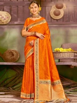 Yellow Zari Woven Festive Wear Silk Saree