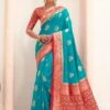 Blue Woven Traditional Saree In Silk -Riwaayat Store p2174sr02