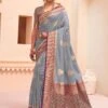 Grey Woven Traditional Saree With Zari Work -Riwaayat Store p2174sr05