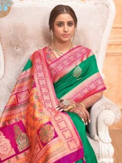 Green Wedding Wear Traditional Saree -Riwaayat Store p2175sr01 1