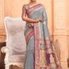 Grey Zari Woven Traditional Saree In Silk 2 Grey Zari Woven Traditional Saree In Silk -Riwaayat Store p2175sr02