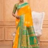 Yellow Woven Festive Silk Saree With Blouse 1 Yellow Woven Festive Silk Saree With Blouse -Riwaayat Store p2175sr06