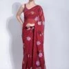 Maroon Sequined Georgette Saree With Blouse -Riwaayat Store p2177sr01
