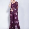 Purple Sequins Embroidered Saree In Georgette