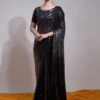Black Sequined Cocktail Saree In Georgette 2 Black Sequined Cocktail Saree In Georgette -Riwaayat Store p2181sr01