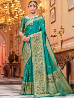Green Wedding Wear Saree In Banarasi Silk