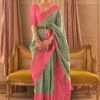 Green Zari Woven Festive Saree In Silk -Riwaayat Store p2189sr03
