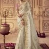 Off White Zari Woven Saree In Art Silk -Riwaayat Store p2191sr04