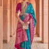 Blue Silk Festive Saree With Woven Borders -Riwaayat Store p2194sr03