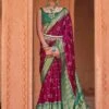 Magenta Printed Festive Saree In Silk -Riwaayat Store p2194sr04