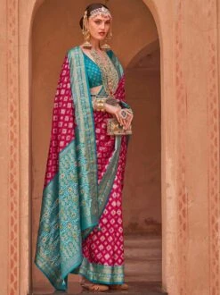 Red Patola Printed Festive Saree In Silk