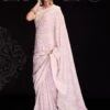Pink Georgette Sari With Chikankari Work -Riwaayat Store p2196sr06