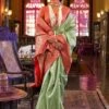 Green Wedding Wear Sari In Silk