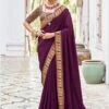 Purple Woven Border Sari In Art Silk 1 Purple Woven Border Sari In Art Silk -Riwaayat Store p2200sr03