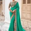 Turquoise Festive Saree In Art Silk