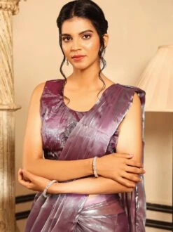 Purple Jacket Style Pre-Stitched Saree -Riwaayat Store p2202sr04 1 1