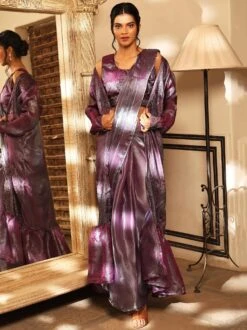 Purple Jacket Style Pre-Stitched Saree -Riwaayat Store p2202sr04 1