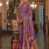 Purple Printed Traditional Saree In Silk 1 Purple Printed Traditional Saree In Silk -Riwaayat Store p2207sr06