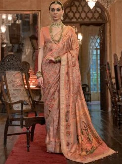 Beige Patola Printed Traditional Saree