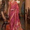 Pink Traditional Saree With Patola Prints 2 Pink Traditional Saree With Patola Prints -Riwaayat Store p2207sr08