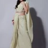 Cream Party Wear Saree With Embroidered Blouse -Riwaayat Store p2219sr03