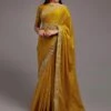 Yellow Festive Crepe Saree With Embroidered Border -Riwaayat Store p2220sr02