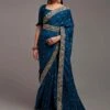 Blue Festive Wear Embroidered Saree In Crepe -Riwaayat Store p2220sr04